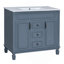 Meuble-lavabo 36 po avec lavabo supérieur, armoire à miroir bleu royal, armoire de rangement moderne avec 2 portes à fermeture douce et 2 tiroirs, meuble-lavabo simple-1526385863