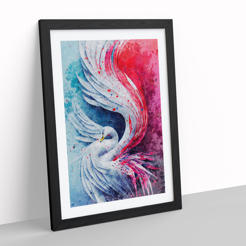 Mesmerizing Swan Abstract - Framed Print, Black, 64cm H x 46cm W