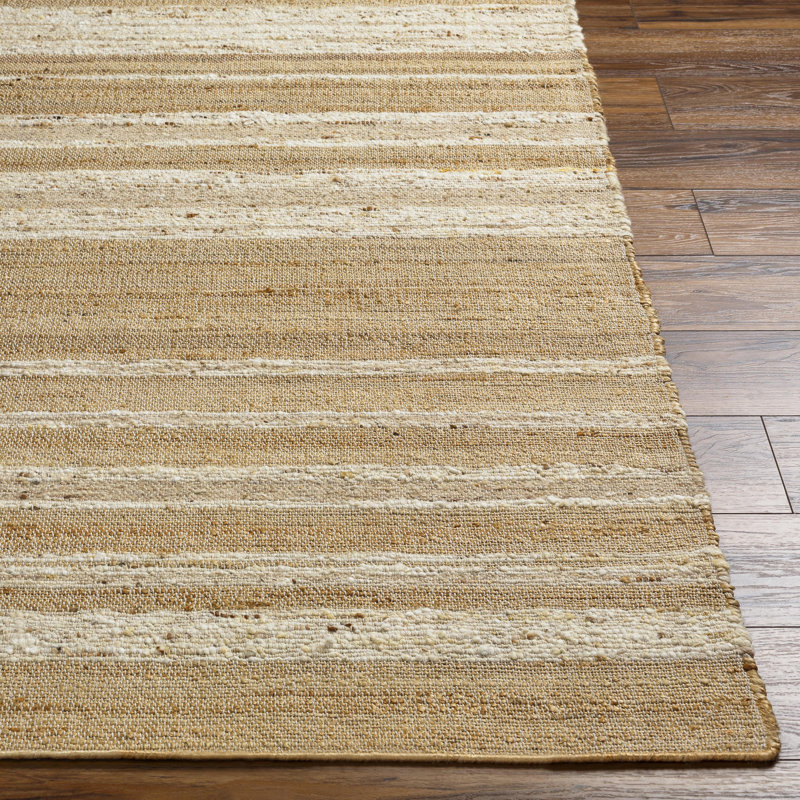 Striped Area Rug in Camel, Ivory, Rectangle 2' x 3'