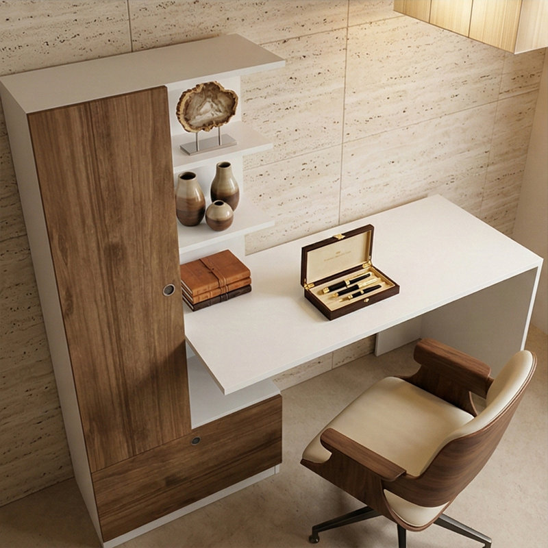 Malaka L-Shaped Computer Desk, Left Hand Return, Dark Brown