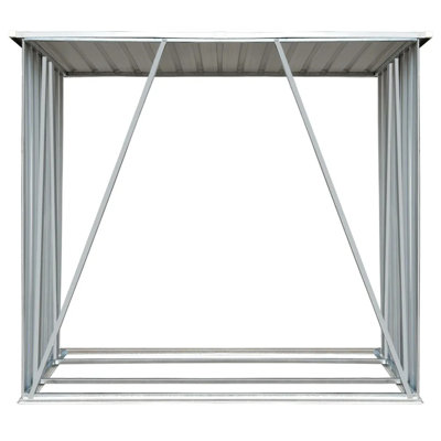VidaXL Garden Log Storage Shed Galvanised Steel 163 x 83 x 154 cm Grey