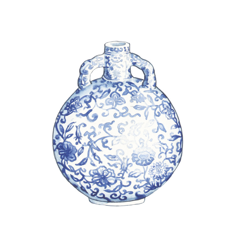 Pot à gingembre IV sur fond blanc, H 36 po x l 36 po, Non, Toile tendue