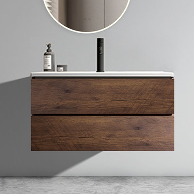 Meuble-lavabo mural avec lavabo en céramique et trou unique