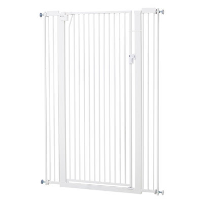 Barrière pour animaux de compagnie en fer-blanc, hauteur 142 cm, largeur réglable de 74 à 104 cm, fixation par pression et murale pour St...