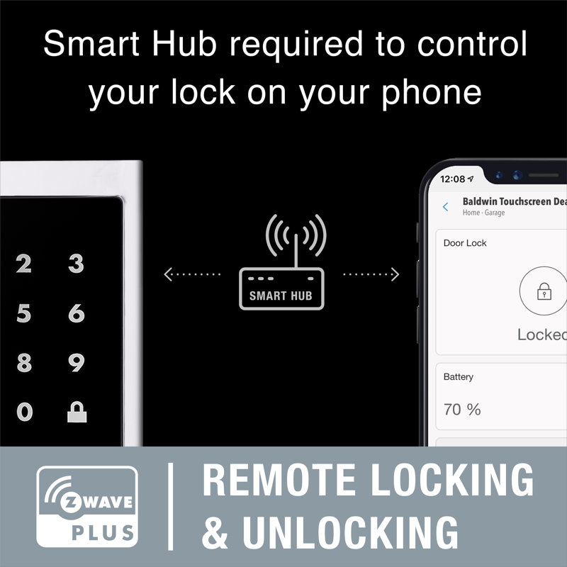 Single Cylinder Smart Deadbolt Z-Wave Technology, Polished Chrome