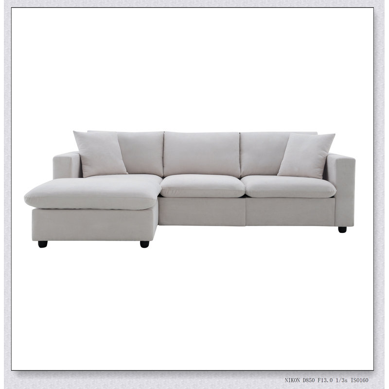 Canapé modulaire convertible avec repose-pieds, revêtement en polyester de haute qualité et structure durable pour une vie moderne