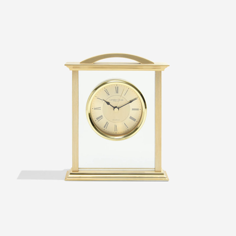 Mantle Traditional Analogue Metal Quartz Movement / Crystal Tabletop Clock in Gold