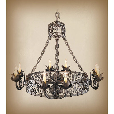 8 - Light Dimmable Wagon Wheel Chandelier
