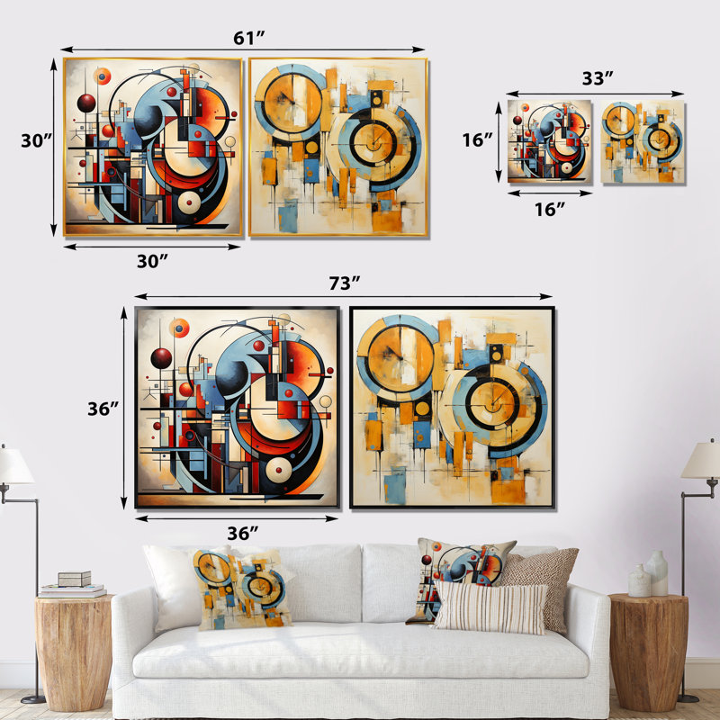 «Blue Supreme Abstract Realms I», ensemble de 2 reproductions d'art mural abstraites, H 16 po x l 33 po x P 1 po