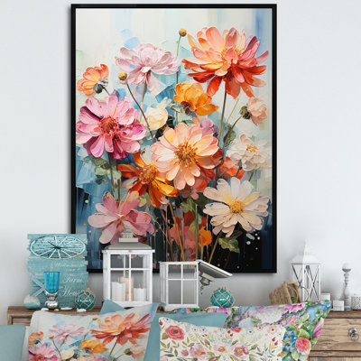 Collage de fleurs claires Zinnias III
