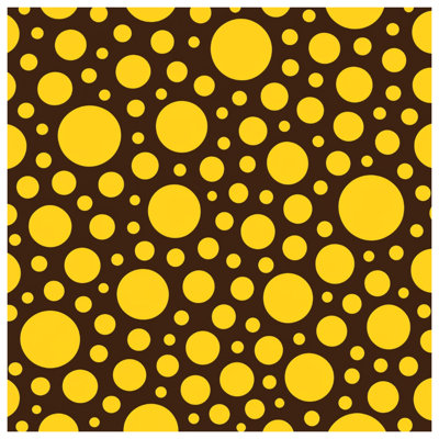 Tapisserie murale cercles jaunes et bruns - décoration murale à pois