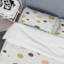 Motif rayé blanc et pêche - Ensemble de housse de couette abstrait - Polyester en microfibre-2016979634
