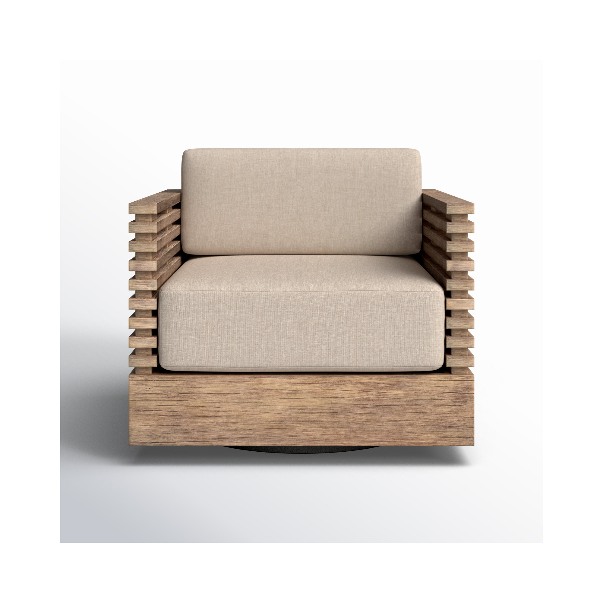 Fritz Swivel Eucalyptus Outdoor Lounge Chair, Taupe Performance