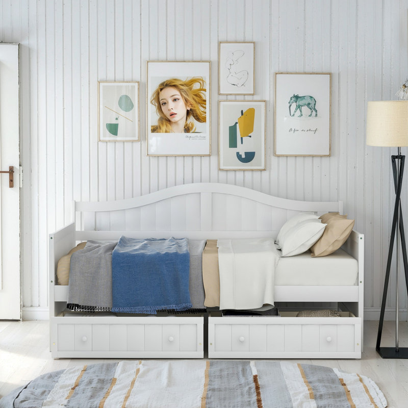 Twin Wooden Daybed With 2 Drawers