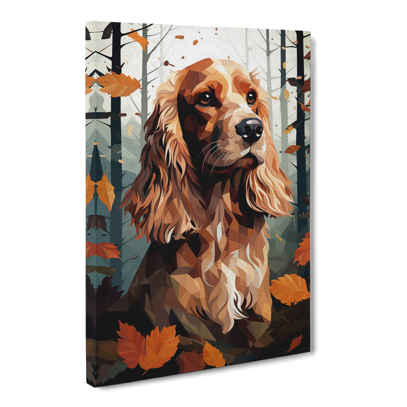 Cocker Spaniel Geometric No.2 - Wrapped Canvas, 60cm H x 40cm W x 3cm D