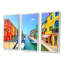 «Colorful Burano Island Canal Venice», ensemble de 3 toiles encadrées-91688043-91688047