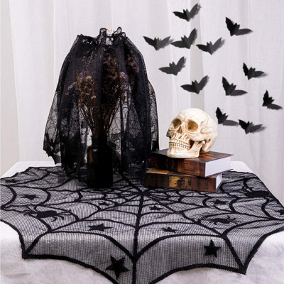 8 Pack Halloween Spider Cobweb Lace Tablecloth Set