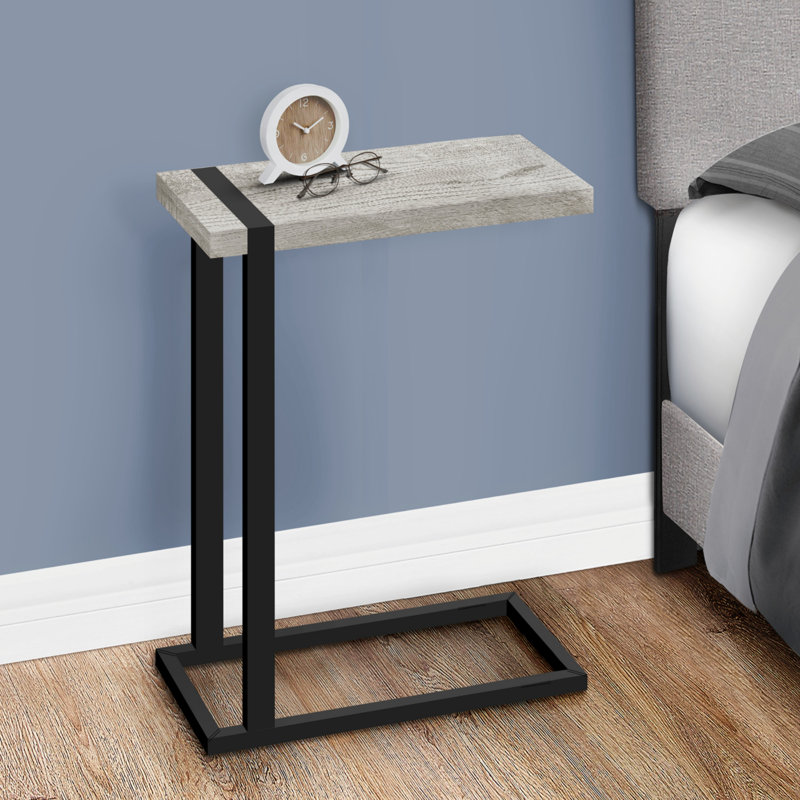 Table d'appoint, en forme de C, bout, côté, collation, salon, chambre à coucher, stratifié, métal, Gris