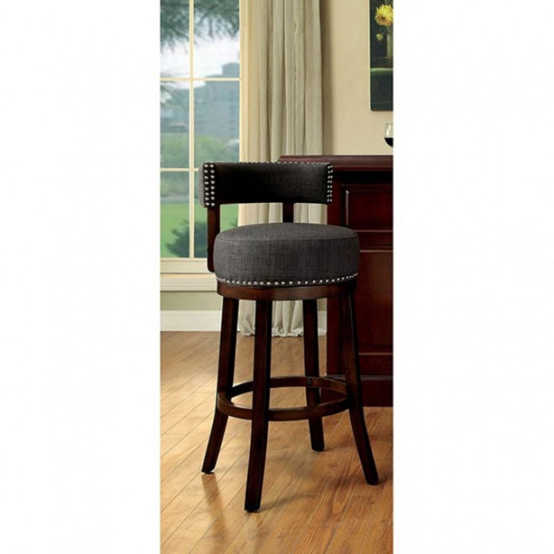 Menoher Swivel Upholstered Counter Stool, Gray, Bar Stool (30" Seat Height)