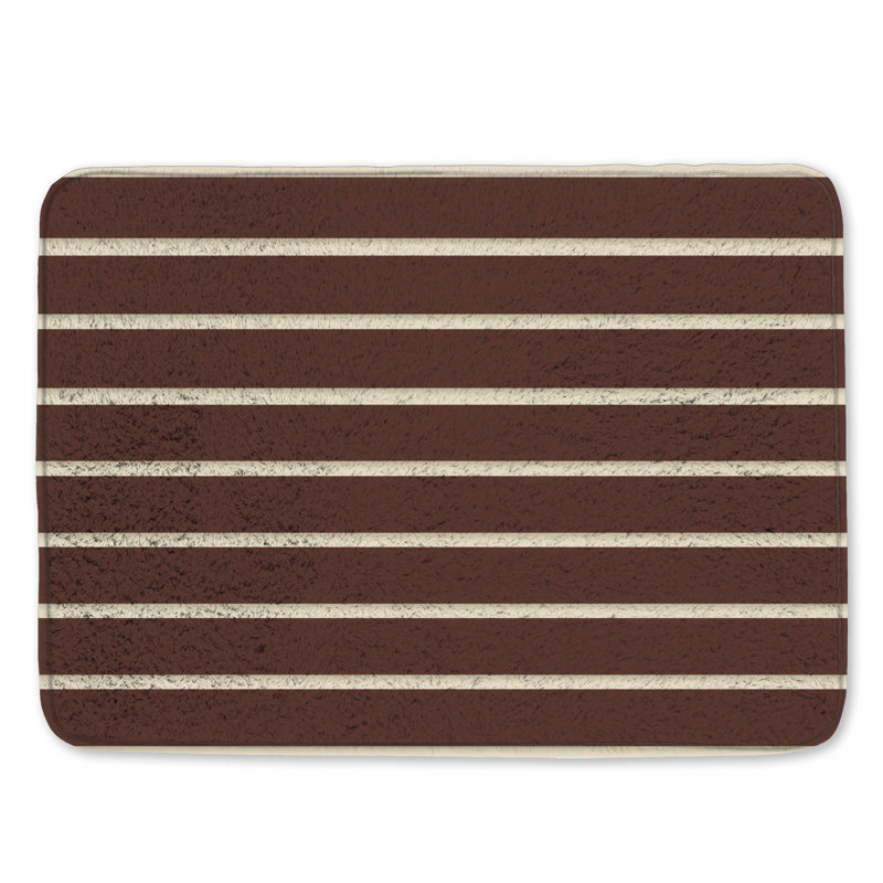 Tapis de bain brun à rayures beige, L 34 po x L 21 po