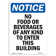 SignMission OSHA Notice - No Food Or Beverages Of Any Kind Sign | Heavy ...