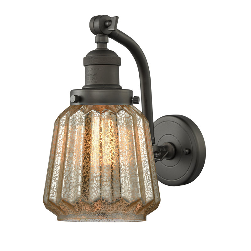 Vinson 1 - Light Dimmable Armed Sconce, Oil Rubbed Bronze, Mercury Plated, 11" H x 6" W x 12" D