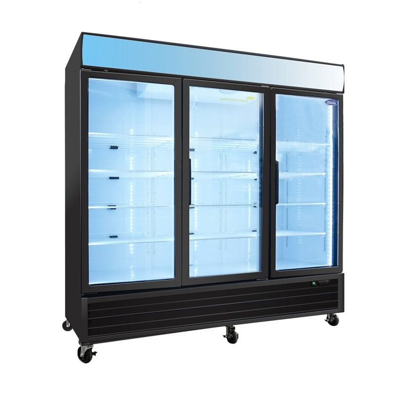 Réfrigérateur commercial à porte vitrée avec porte battante et réfrigérateur commercial de 70 pieds cubes