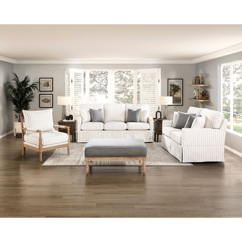 Bois massif classique en tissu d'ameublement gris pour la maison avec pieds naturels et rembourrage en mousse