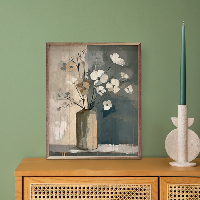 Neutral Floral Vase 3 By Accent Art Studio, H 10 po x l 8 po
