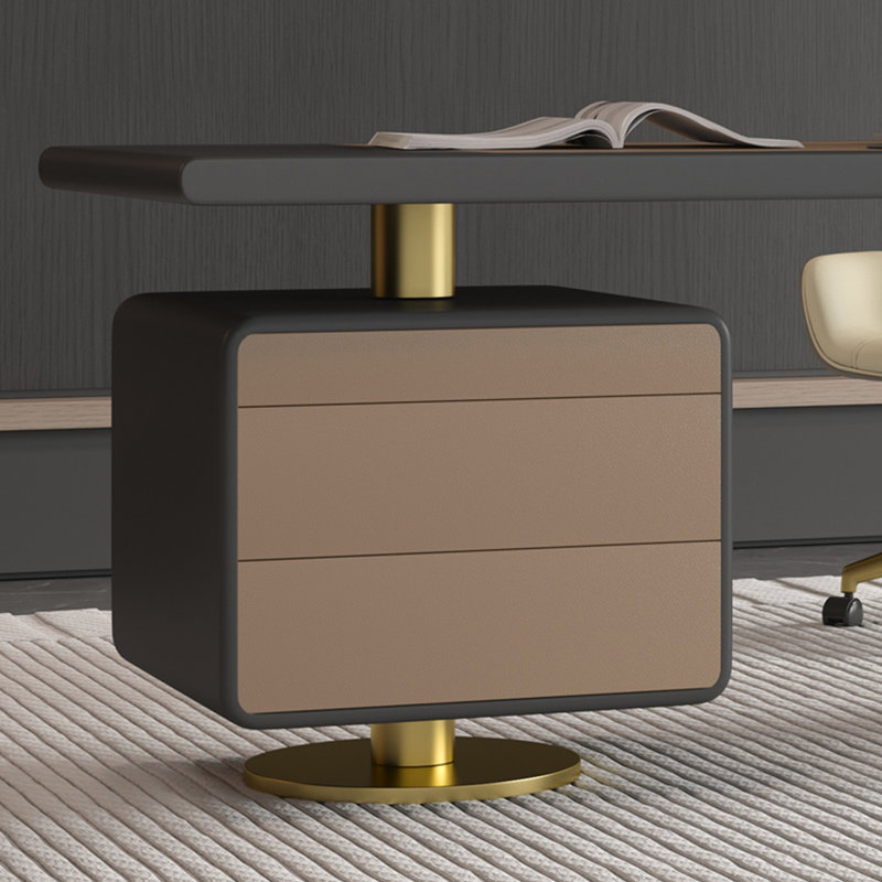 Bureau rectangulaire en bois manufacturé noir et café clair, H 29,53 po x l 62,99 po x P 31,5 po, Right Hand Return