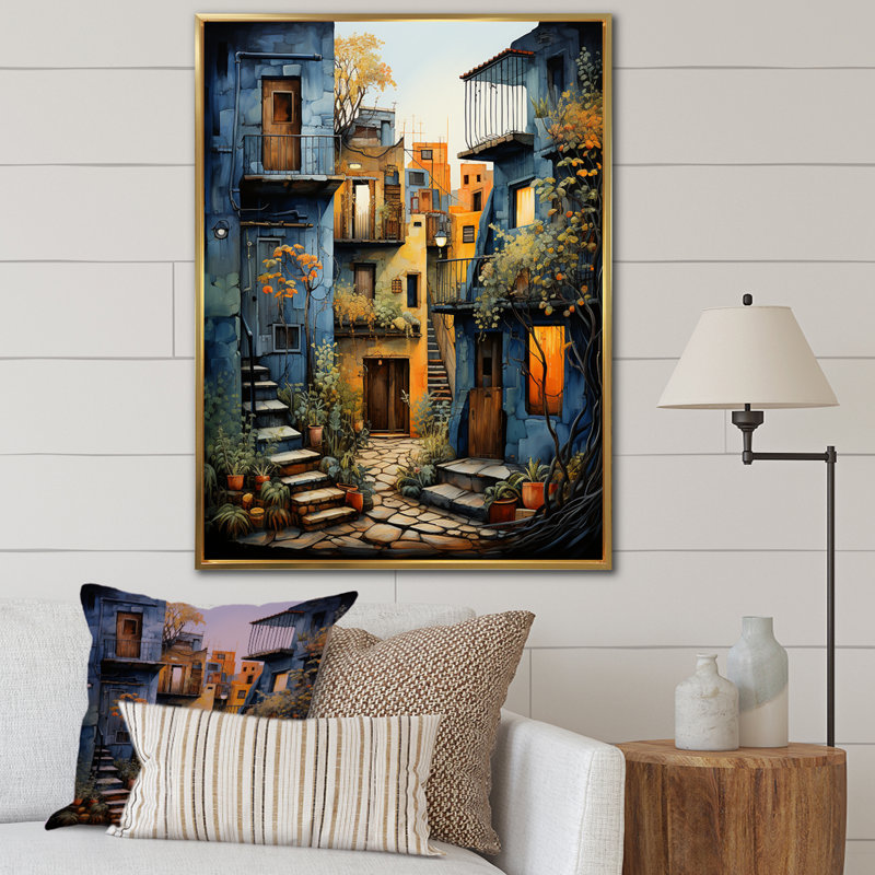 Art mexicain, paysage, odyssée d'Oaxaca I - art mural mexicain, H 20 po x l 12 po x P 1 po, Cadre flottant doré