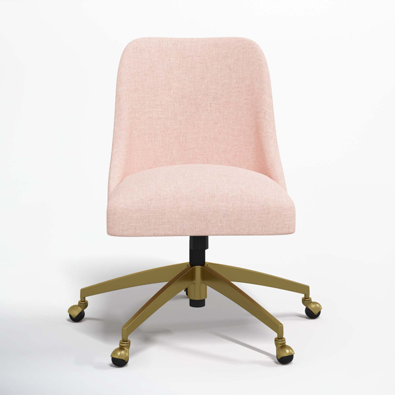 Chaise de bureau Tamieka, Lin quartz rose texturé Zuma