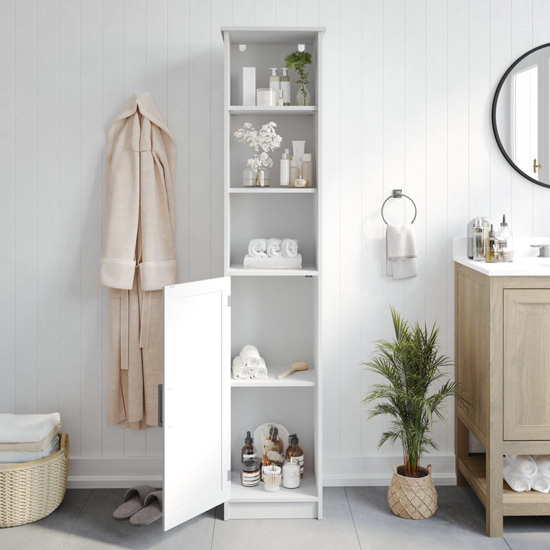 White Engineered Wood Cabinet with Adjustable Shelving