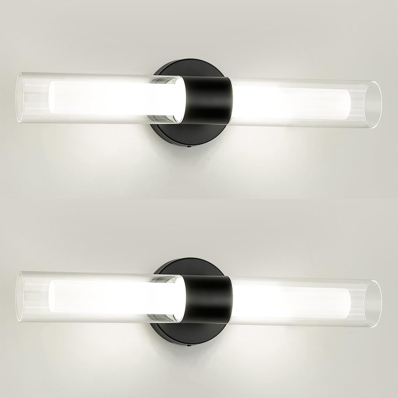 Appliques murales modernes pour salle de bain à DEL avec température de couleur réglable, conception à double abat-jour en verre, éclairage de meuble-lavabo écoénergétique pour la salle de bain, la chambre à coucher et le couloir