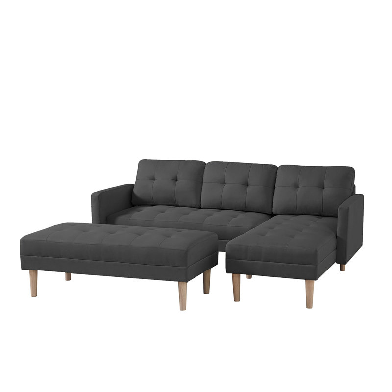 Canapé-lit modulaire en tissu faisant face à la droite, Tissu noir
