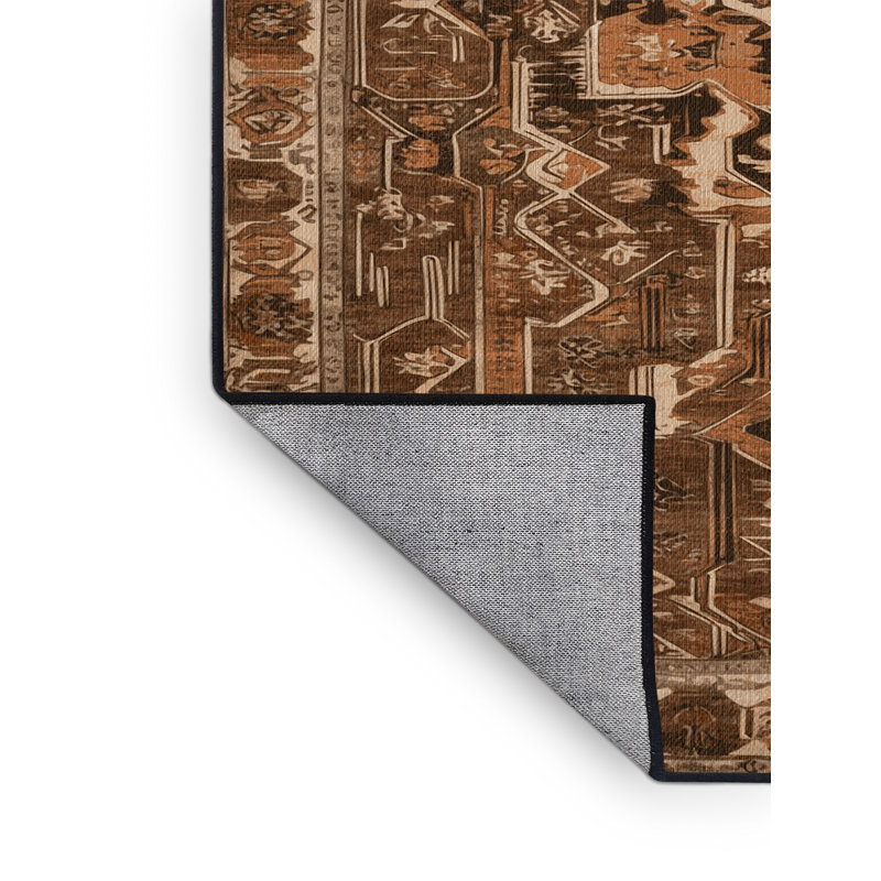 Tapis brun lavable à la machine, Rond 4 pi