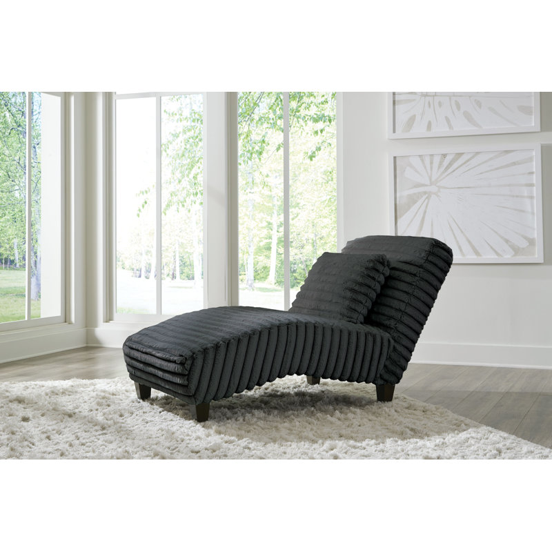 UPHOLSTERED CHAISE LOUNGE, Dark Gray Faux Fur