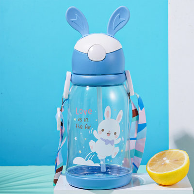 Water Bottle Rabbits-shaped Strap Water Bottle With F Lip-top Lid And Large Capacity Straw Water Bottle
