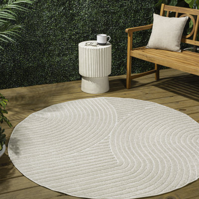 Tapis d'intérieur / extérieur à motif géométrique ivoire / crème Atzi