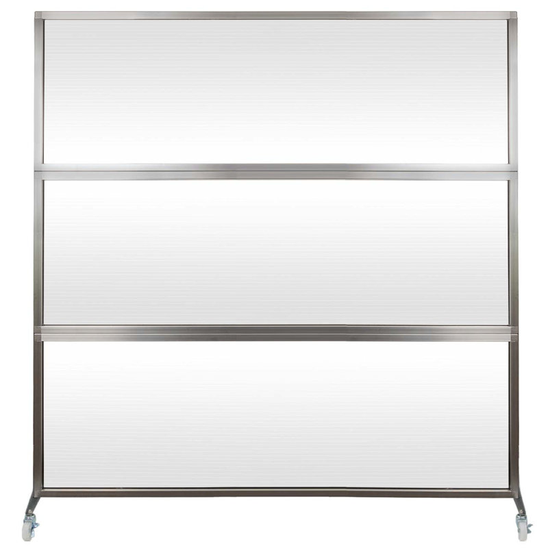 Cloison portative 6 pi Medipanel - Garniture argentée, H 76 po x l 72 po x P 18 po, Transparent