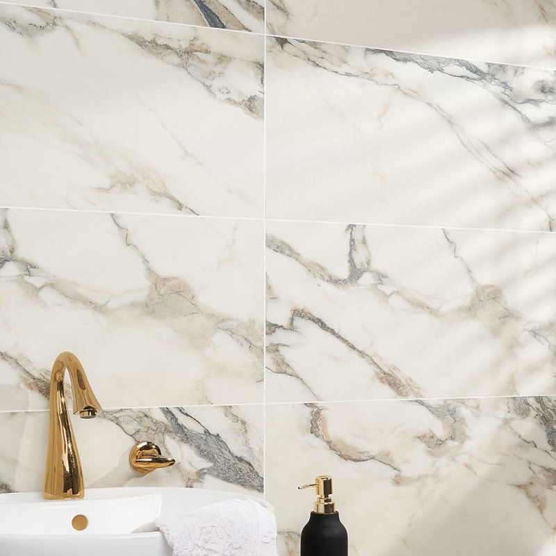 Dreamstone 12X24 Matte Porcelain Tile, Calacatta Rustico Matte