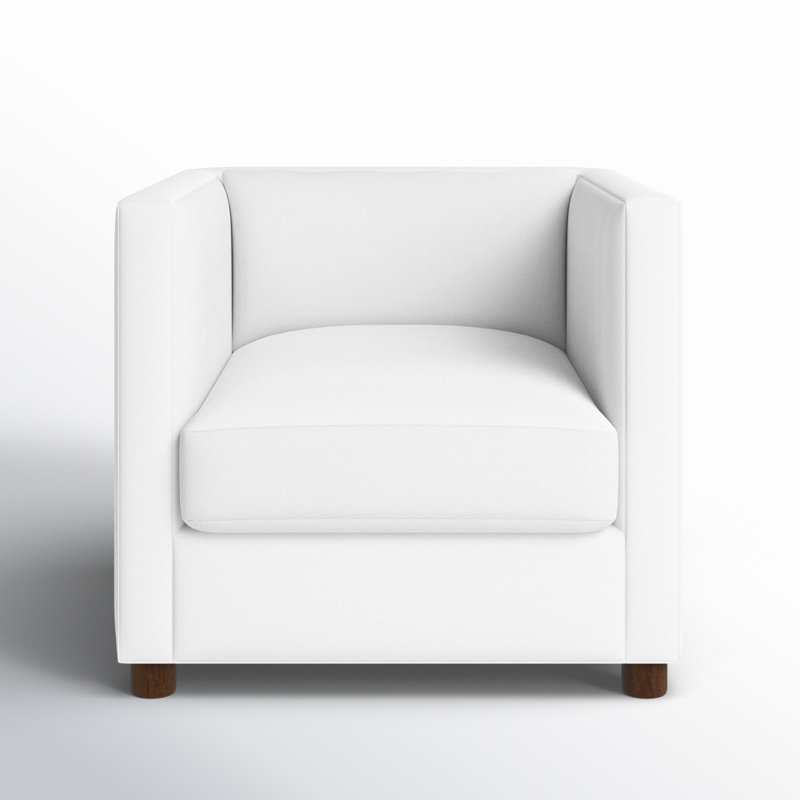 Emilie Upholstered Chair and a Half, Walnut, Classic Bleach White Twill