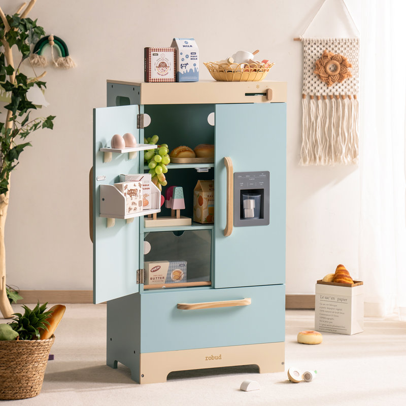 Wooden Refrigerator Play Kitchen Toy for Kids