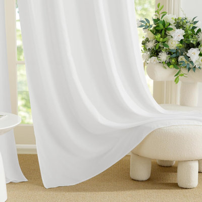  Non-See-Through Sheer Curtains 2 Panels for Living Room, Privacy Cat Proof Window Drapes for Bedroom, Rod Pocket Light Filtering Elegant Home Decoration