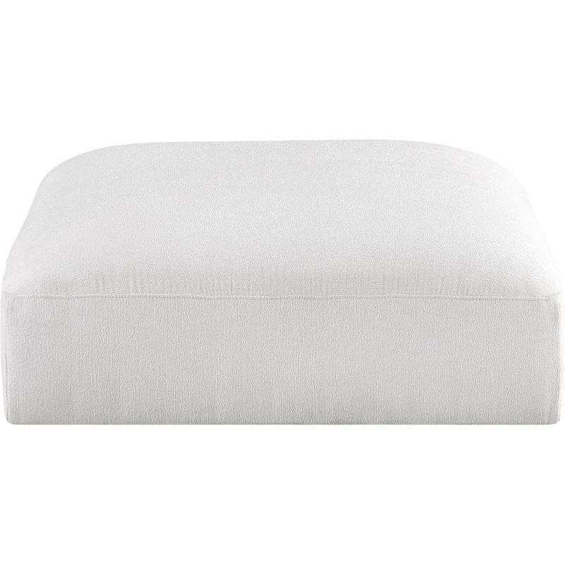 Hoebbel Upholstered Ottoman, Cream Polyester Fabric