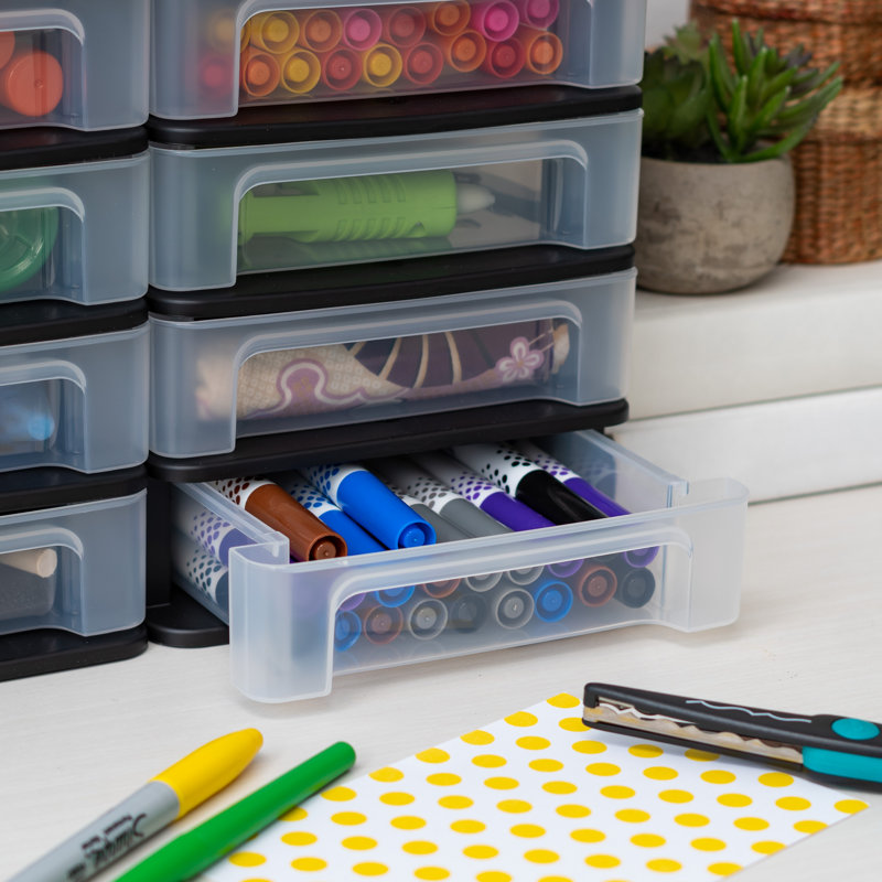 Plastic Stackable Desk Organizer, Black