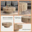 Table basse ronde organique en bois organique avec base à piédestal-1614429799