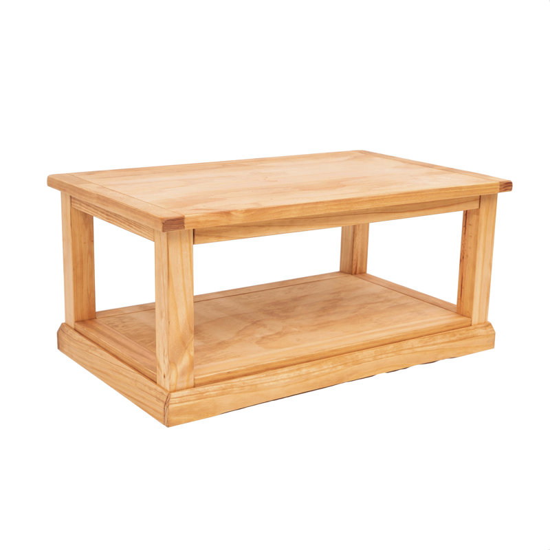 Harrell Frame Coffee Table with Storage, Waxed Pine