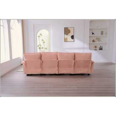 106" U Shape Sectional Sofa Cloud Couch For Living Room, Upholstery Comfy Modular Sofas, 4 Seat Chenille U-Shaped Sleeper Sofa With Chaise Lounge, Ottoman & Pillows