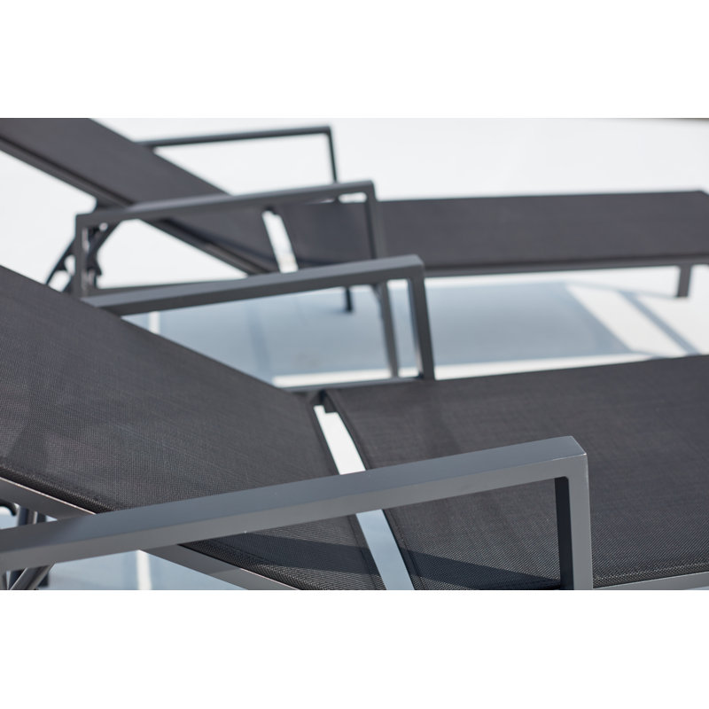 Outdoor Metal Chaise Lounge, Black